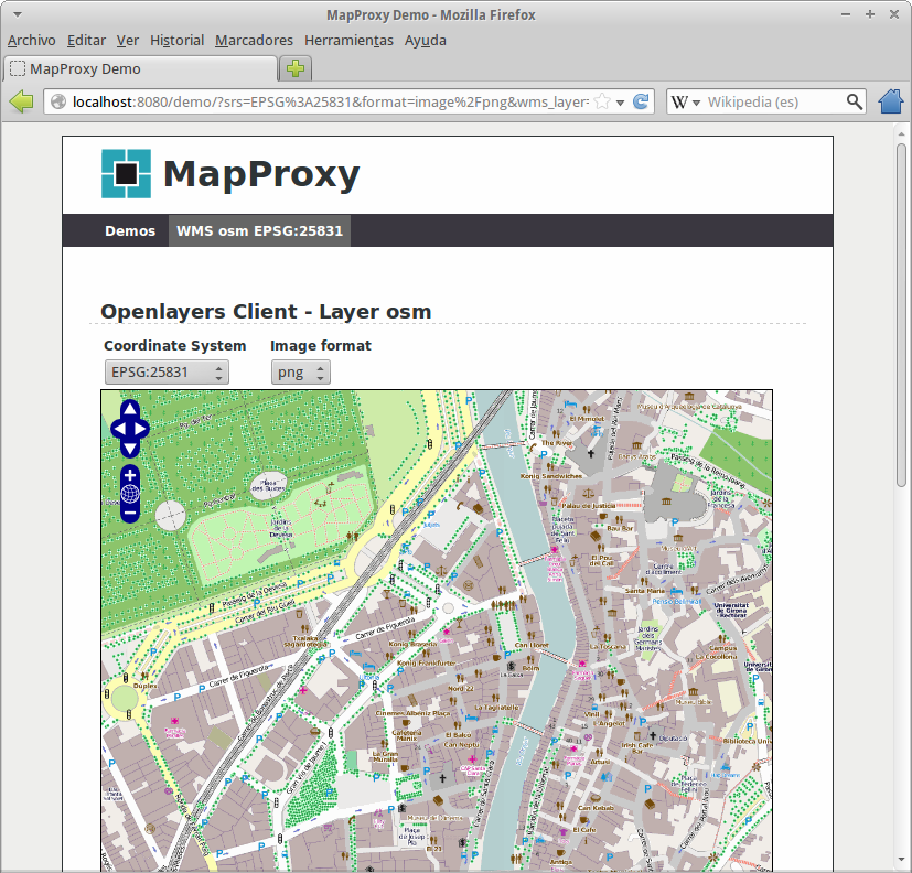 WMS de OpenStreetMap servido en UTM 31N